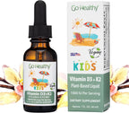 Go Healthy Kids Vitamin D3 K2 (MK-7) Gotas Líquidas Veganas para Niños - Sabor Vainilla - 30 Dosis