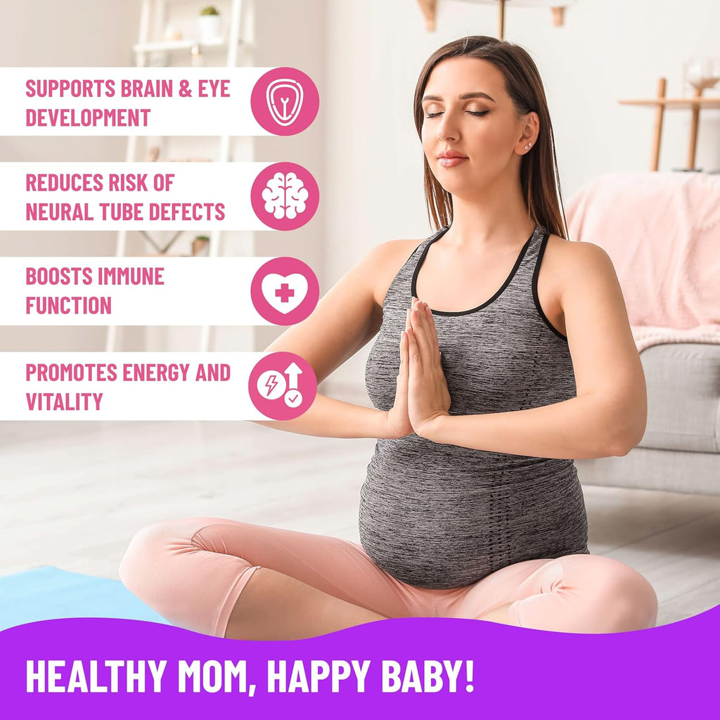 Mama's Select Vitaminas Prenatales con DHA Vegano – Sin Pescado, Sin Eructos de Pescado, Sin Alérgenos, Apoyo MTHFR, Folato Metilado y Vitaminas B, Amigable Digestivo, Sin Biotina