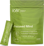 ION* Intelligence of Nature Focused Mind Nootropic Powder Drink Mix - Brain Boost con Matcha para Memoria, Concentración y Relajación - 20 Sobres