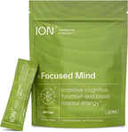 ION* Focused Mind Mezcla en Polvo Nootrópica - Bebida con Matcha para Memoria, Concentración y Relajación - 5 Sobres