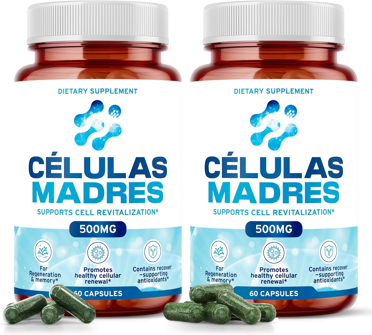 Aura Vitamins Stem Cell 500mg - 120 Cápsulas - Suplemento Antienvejecimiento con Espirulina y Chlorella