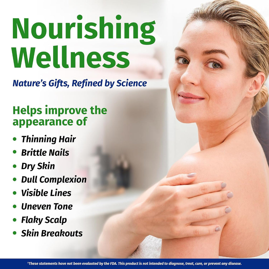 1 Body Hair, Skin, & Nails with Biotin, Vegan Vitamins, 60 Capsules