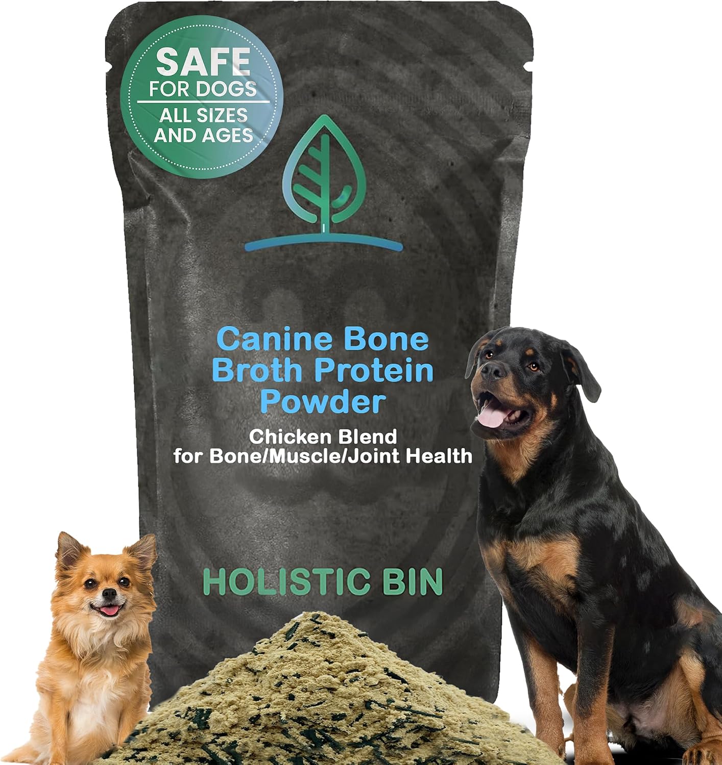 Holistic Bin Canine Chicken Blend Protein Powder Dog Food Toppers | Daily Supplement Powder with Bone Broth, Collagen & Essential Amino | Mobility, Recovery & Overall Wellness | Chicken (50g)