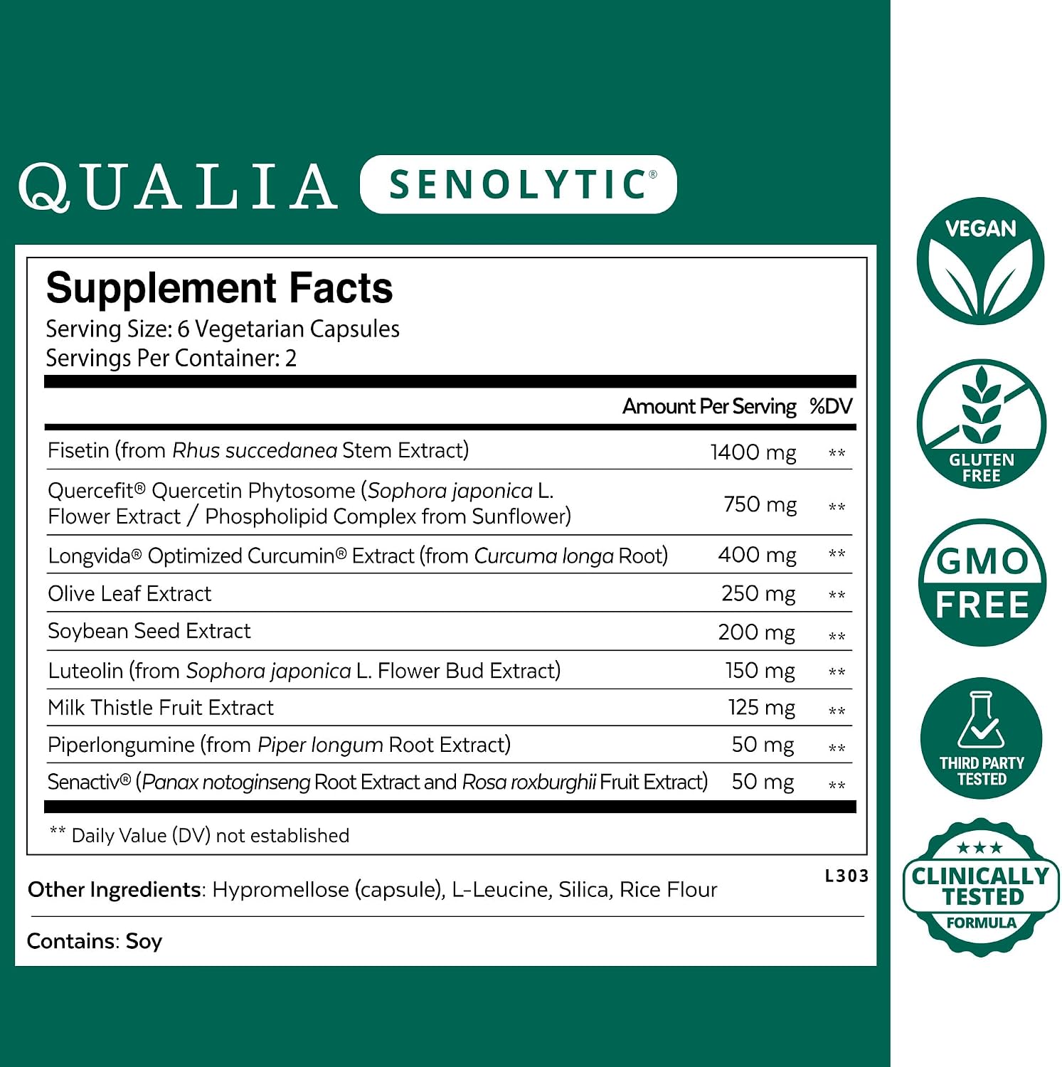 Qualia Senolytic - Fórmula Senolítica Avanzada para el Apoyo a la Reparación Celular (Pack de 4)