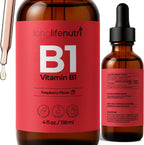 LongLifeNutri Vitamina B1 Gotas Líquidas - Tiamina Mononitrato para Energía y Salud Nerviosa, Absorción Rápida, 118 ml, 5 Meses de Suministro