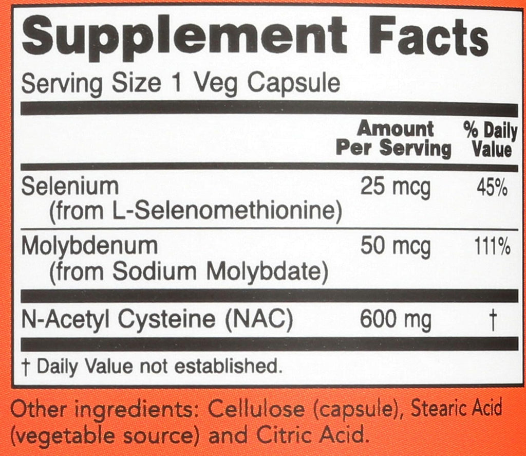 NOW Foods, NAC 600 mg, 100 Cápsulas