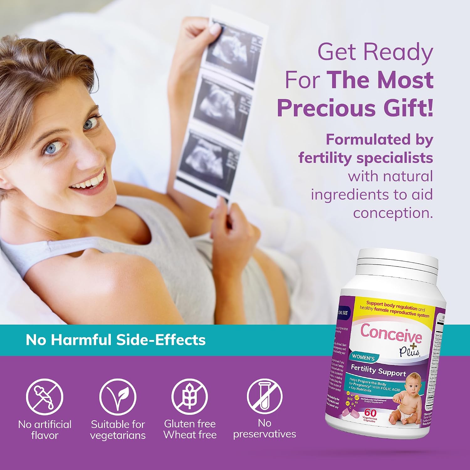 Conceive Plus Women's Fertility Support – Multivitamínico Prenatal para Concepción – 30 Días