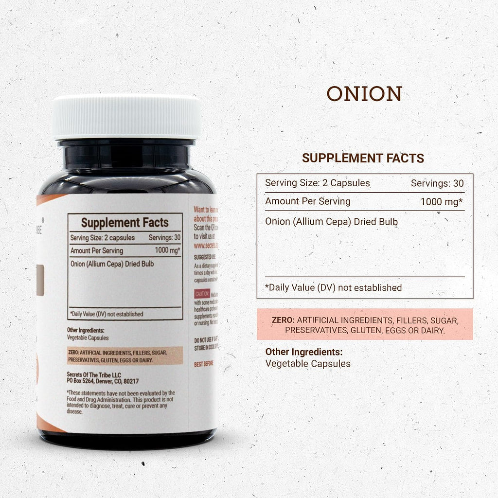 Secrets of the Tribe Onion (Allium Cepa) 1000 mg - 60 Cápsulas