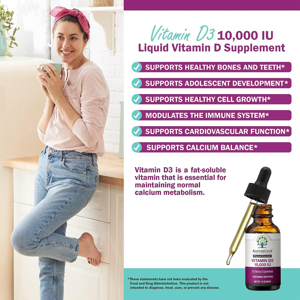 NatureGenX Vitamina D3 Líquida - 250 mcg - 30 ml - Vegano