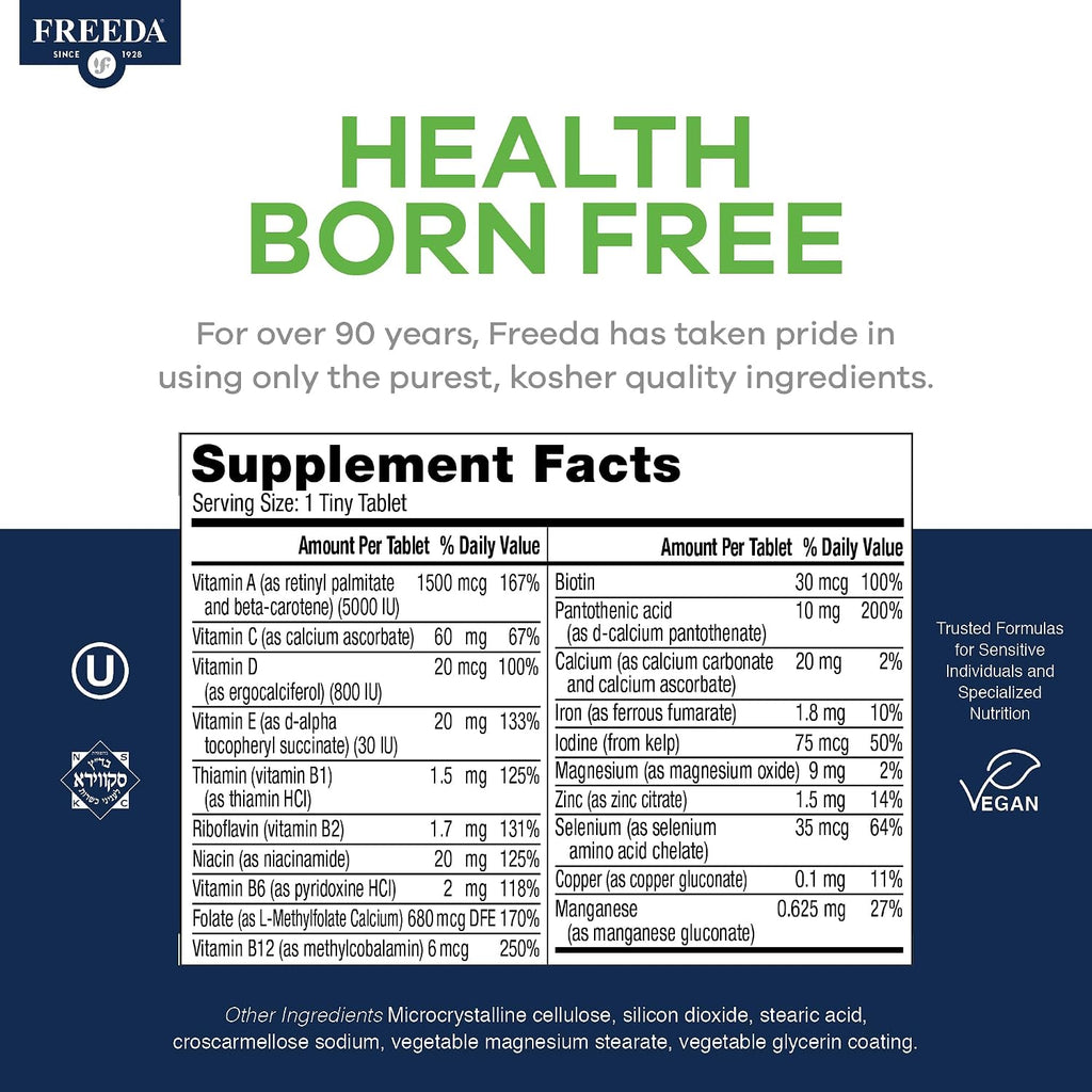 Freedavite Tiny Tablet - Multivitamin Moderate for Men & Women - 250 Tablets