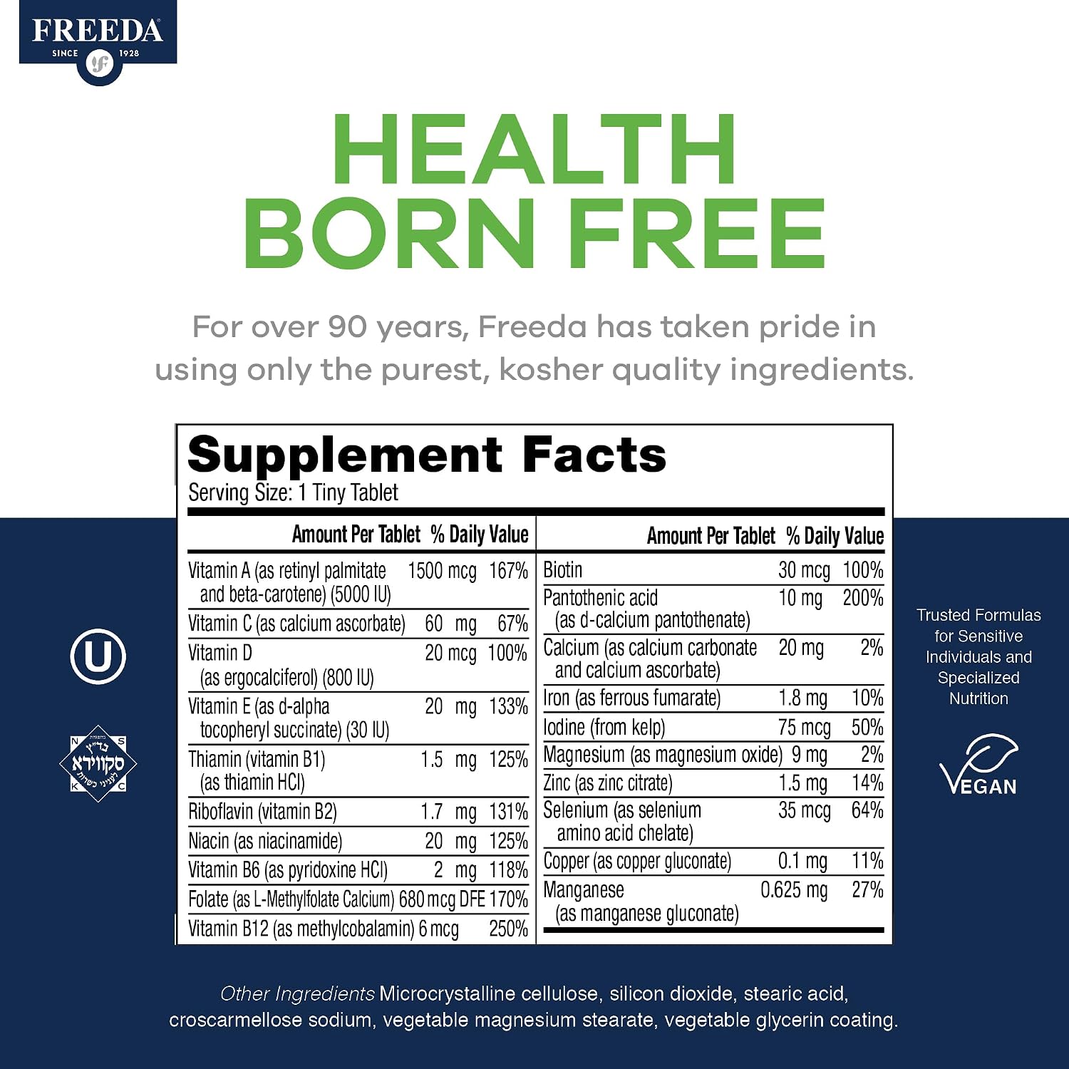 Freedavite Tiny Tablet - Multivitamin Moderate for Men & Women - 250 Tablets