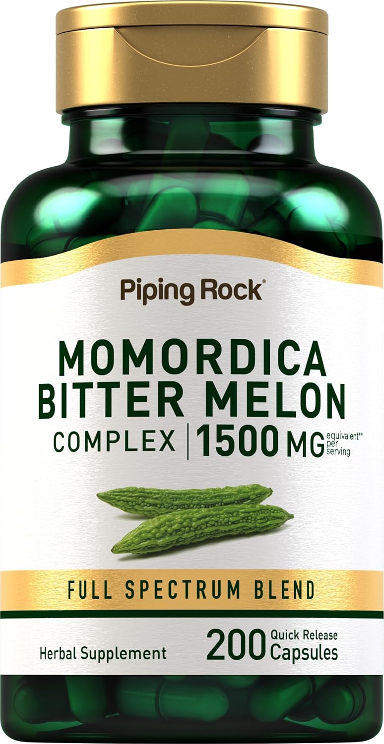 Piping Rock Cápsulas de Melón Amargo | 200 Cápsulas | Extracto Herbal Complejo | Momordica Charantia | Sin OGM, Sin Gluten