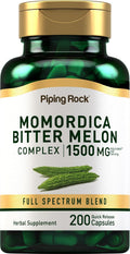 Piping Rock Cápsulas de Melón Amargo | 200 Cápsulas | Extracto Herbal Complejo | Momordica Charantia | Sin OGM, Sin Gluten