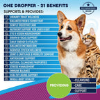 Multivitamínico Líquido 21 en 1 para Perros y Gatos con Glucosamina y Arándano Rojo – Apoyo para Tracto Urinario, Articulaciones, Piel y Pelaje (60 ml)