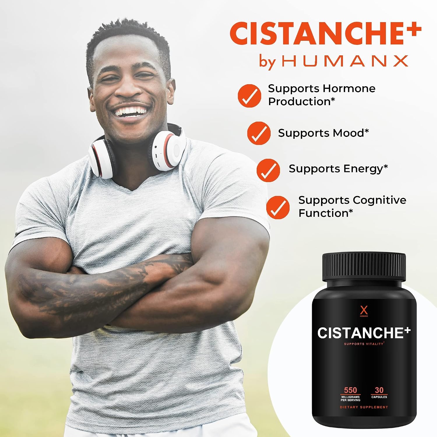 Humanx Cistanche+ 550 mg - Cápsulas de Extracto de Cistanche Tubulosa para Hombres