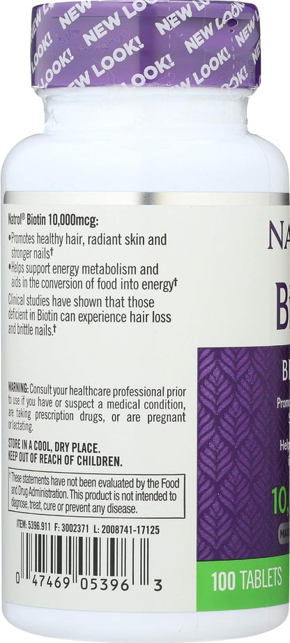 Natrol Biotina 10.000 mcg 100 Comprimidos – Contribuye al mantenimiento de las membranas mucosas en condiciones – Image 4