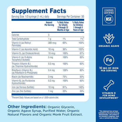 Mommy's Bliss Multivitamínico para bebés + – Fácil administración: la jeringa dosificadora sin derrame permite dar – Image 5