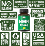NMN Estabilizado 500mg por Cápsula - Nicotinamida Mononucleótido - Alta Potencia (2 Cápsulas = 1000mg)