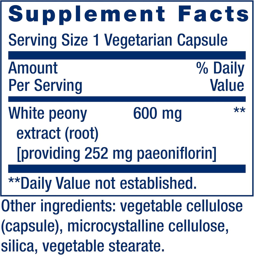 Life Extension Peony Immune – Raíz de Peonía Blanca – Apoyo Inmunológico – 60 Cápsulas Vegetarianas