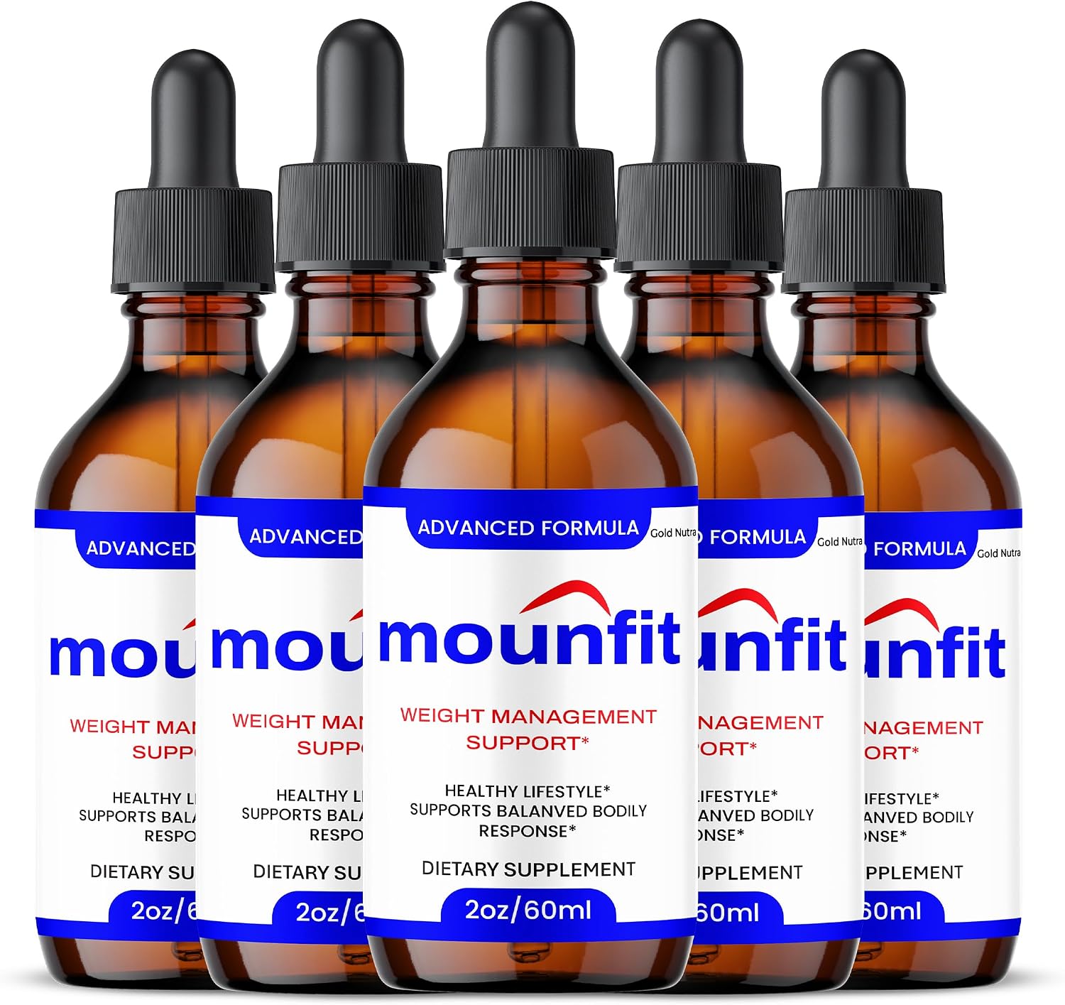 Mounfit Drops (Pack de 5) - Fórmula Natural - Suplemento Líquido para Hombres y Mujeres