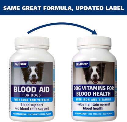Dr. Oscar Blood Aid 3 en 1 - Suplemento de Hierro para Perros, Apoya la Salud Sanguínea, Inmunidad y Energía, 120 Comprimidos – Image 2
