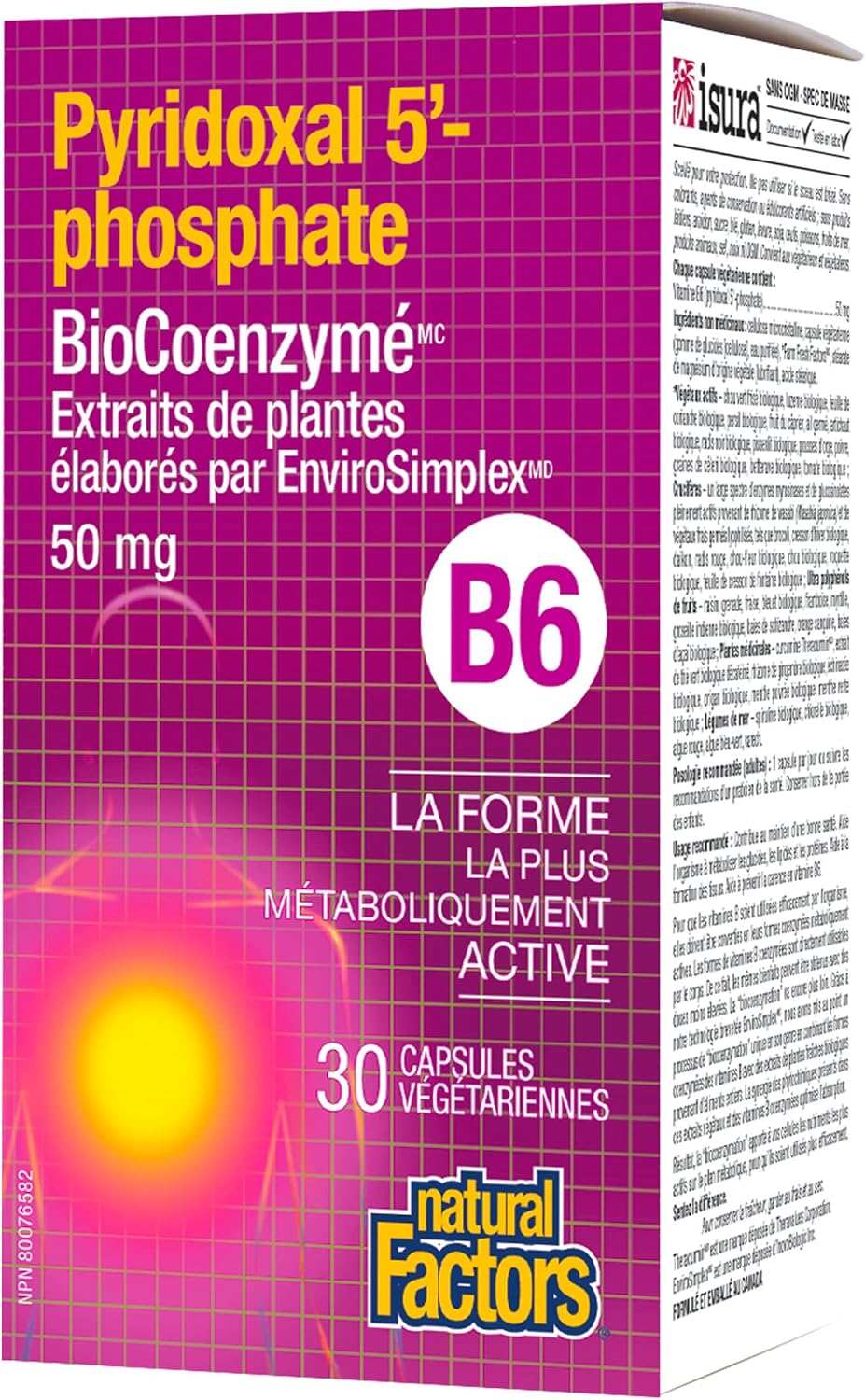 Natural Factors BioCoenzymated Piridoxal 5'-Fosfato 50 mg, 30 Cápsulas Veganas