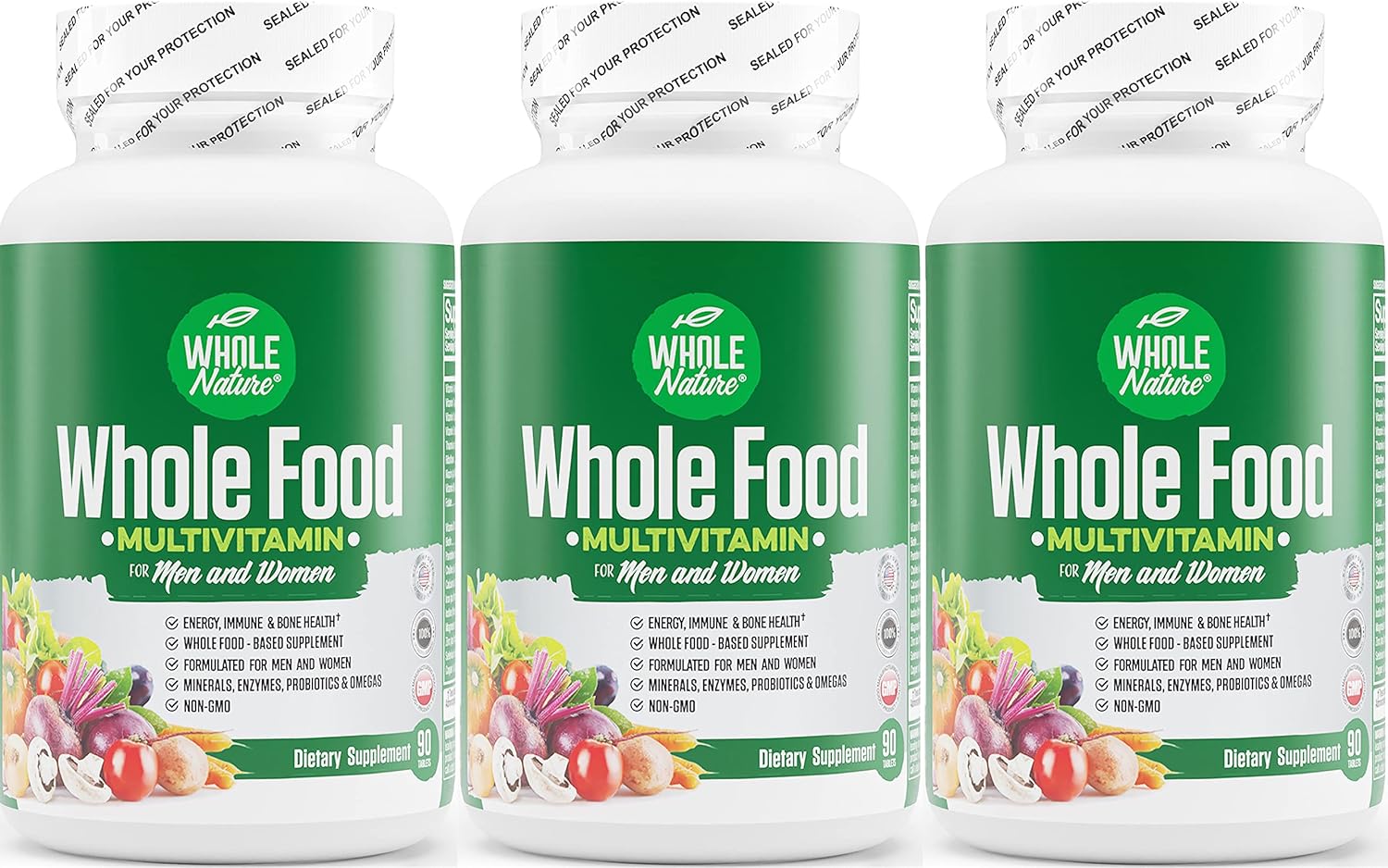 Whole Food Multivitamin for Men and Women - Complete Daily Superfood Vitamins Plus Minerals, Digestive Enzymes, Probiotics and Omegas