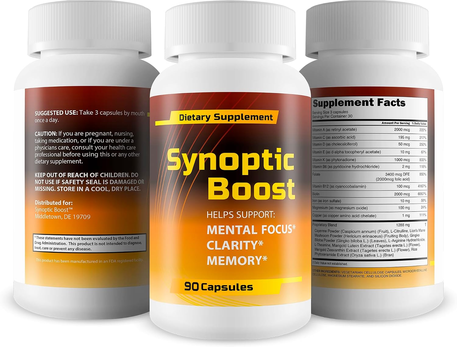 Synoptic Boost - Complemento Nootrópico con Ginkgo biloba y Lion's Mane