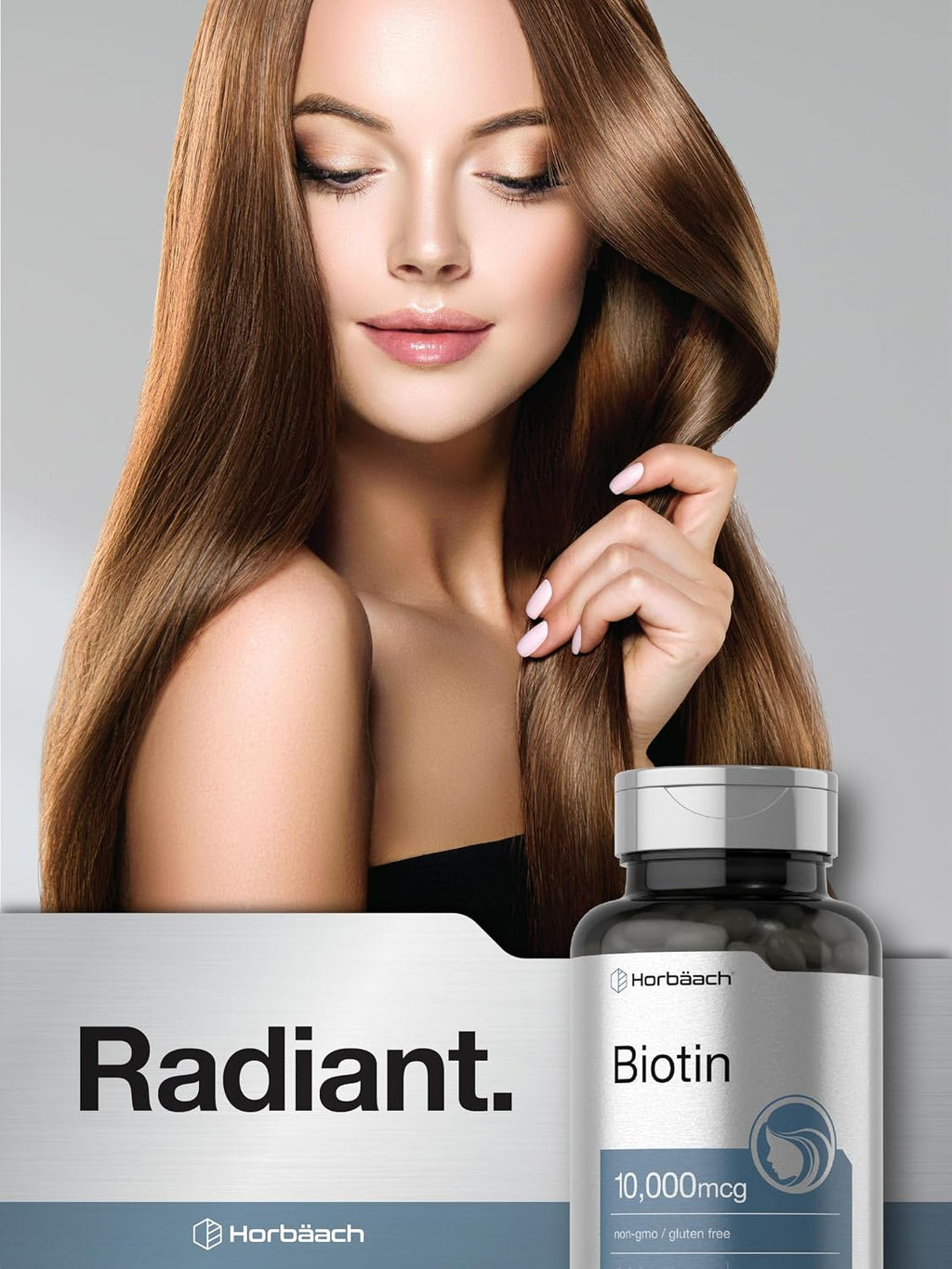 Horbäach Biotina 10.000 mcg - 200 Cápsulas Blandas - Suplemento de Biotina con Vitamina B7