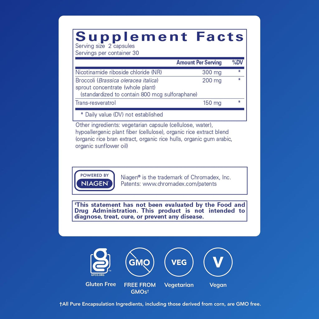 Pure Encapsulations NR Longevity – Suplemento NAD+ para el Envejecimiento Saludable – 60 Cápsulas – Sin Gluten, No-GMO