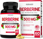Suplemento de Berberina 500mg por Dosis (60 Cápsulas) - Berberina HCL para la Salud Digestiva