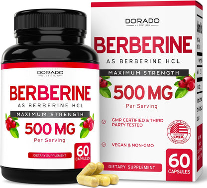 Suplemento de Berberina 500mg por Dosis (60 Cápsulas) - Berberina HCL para la Salud Digestiva – Image 1