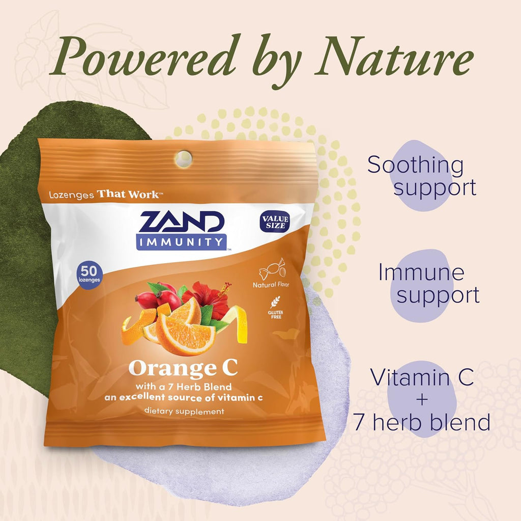 ZAND Immunity Orange C Pastillas de Vitamina C para la Garganta, 2 Paquetes (100 pastillas)