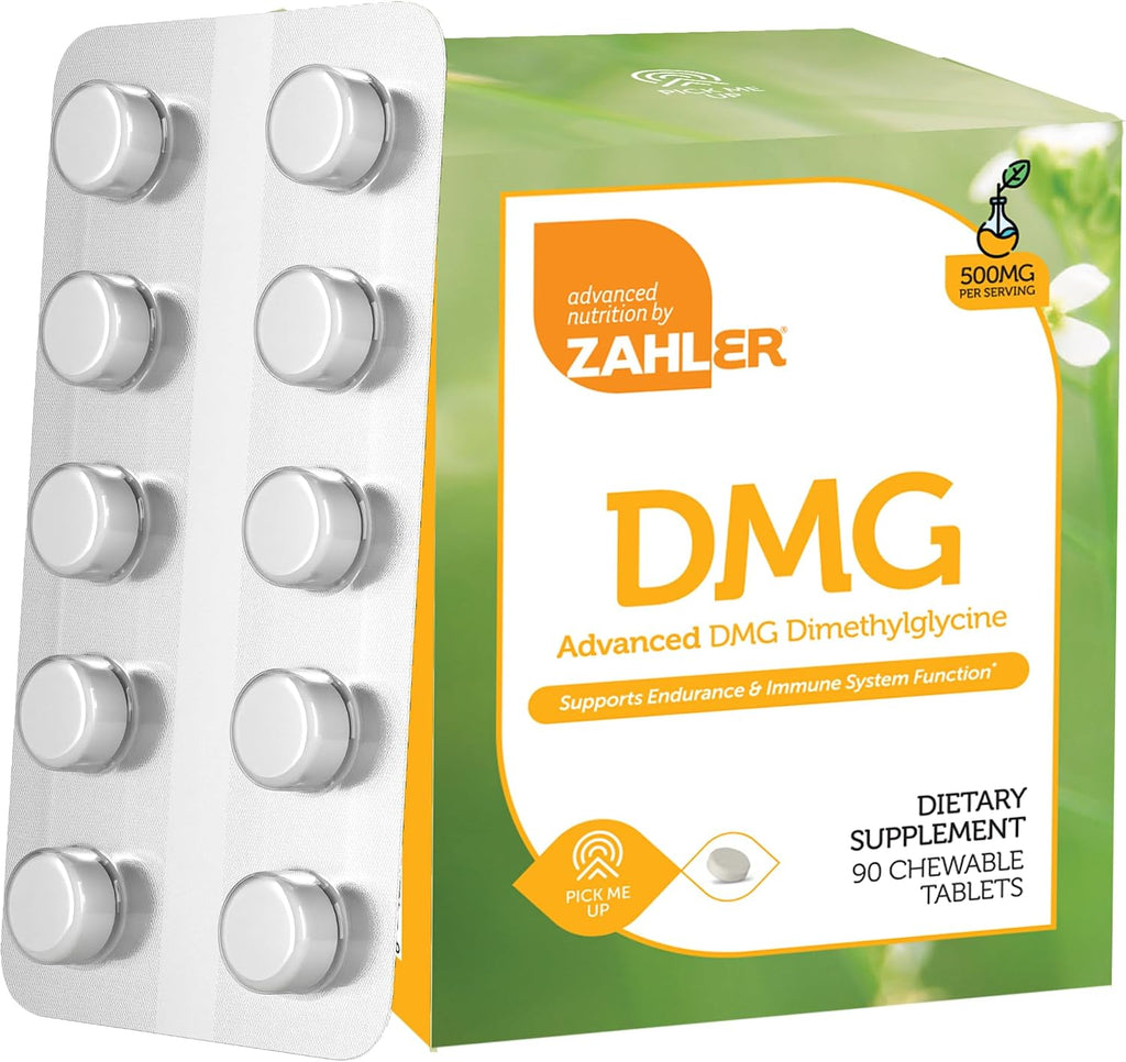 Zahler DMG 500 mg - Suplemento de dimetilglicina para resistencia y apoyo inmunológico - 90 comprimidos kosher