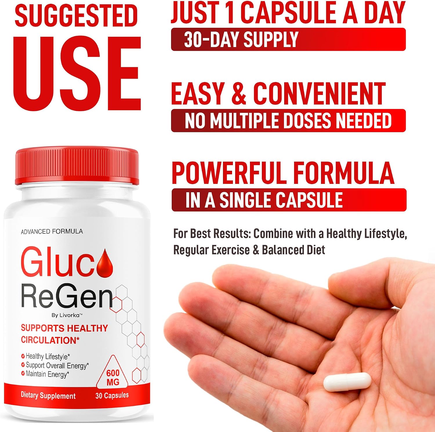 GlucoRegen Capsules (5 Pack) - Fórmula Premium para el Bienestar General