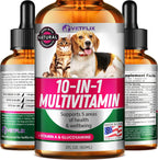 10 en 1 Vitaminas Líquidas para Perros y Gatos, 2 Fl Oz | Glucosamina y Multivitamínico