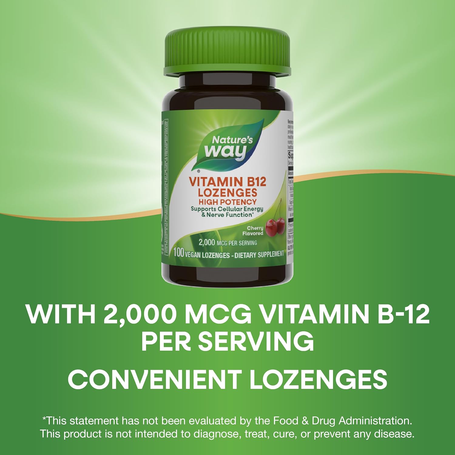 Nature's Way Vitamina B12 2000 mcg Comprimidos para Chupar, 100 Comprimidos (Envase de 2)