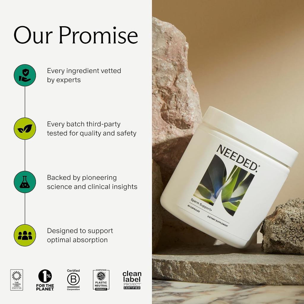 Needed. Sperm Support - Suplemento de Fertilidad Masculina - 60 Cápsulas