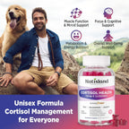 NATISLAND Cortisol Gummies 12-en-1 – Reduce Cortisol con Magnesio, Ashwagandha, L-Teanina, Vitamina B6 y D3, Sin Azúcar, Vegano, 60 Gomitas