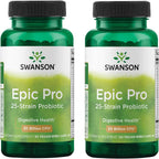 Swanson Epic-Pro 25 Cepas Probiótico con Prebiótico FOS - 30 mil millones UFC (30 Cápsulas Veganas DRcaps)