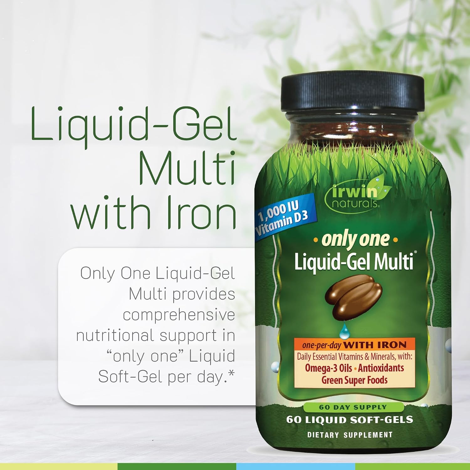 Irwin Naturals Only One Multi con Hierro – 60 Cápsulas Blandas Líquidas