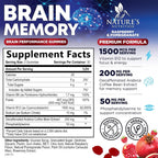 Nature's Nutrition Gominolas para Memoria y Concentración - Suplemento Cerebral 3X con Vitamina B6, B12 y Fosfatidilserina - 60 Gominolas