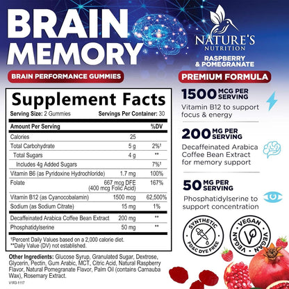 Nature's Nutrition Gominolas para Memoria y – Ayuda al metabolismo energético normal. – Image 2