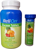 ReliOn Glucosa, 50 Comprimidos + Tubo Portátil de 10 (Fruta Tropical)