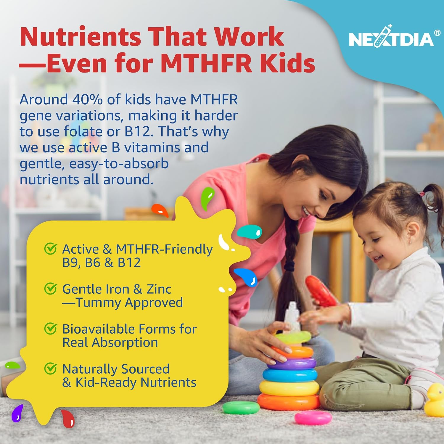 (2 Pack) Multivitamínico Infantil con Hierro, Sin Azúcar, Gomitas con Omega-3, Probióticos, Vitaminas A, C, D, B12, Zinc - Nextdia