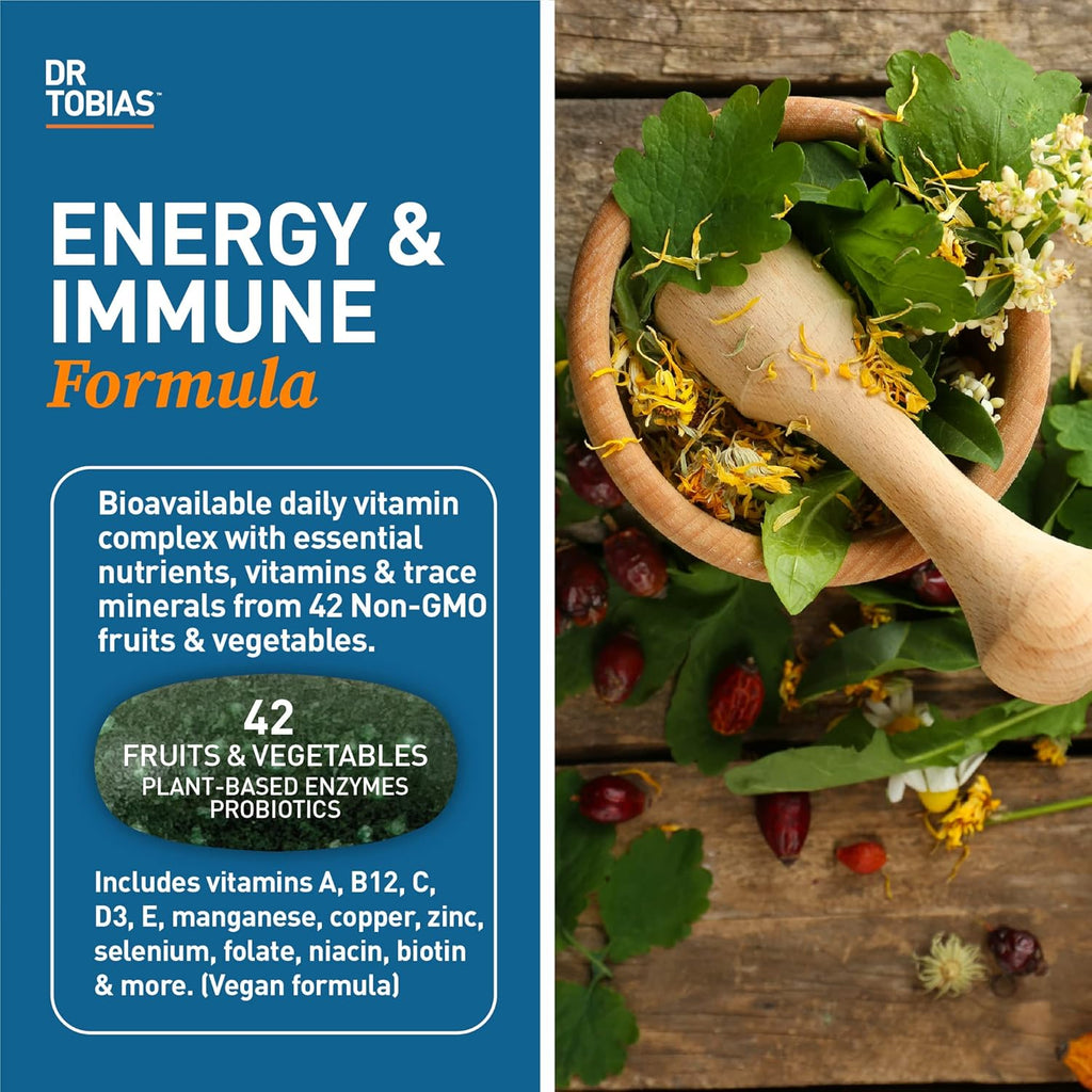 Dr. Tobias Multivitamínico Adulto - 180 Comprimidos Veganos con 42 Frutas y Verduras