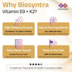 Biosyntra Vitamina D3+K2 con Aceite de Coco - 5000 UI D3 y 110 mcg K2 MK-7, Vegano, No GMO, 60 Cápsulas Blandas