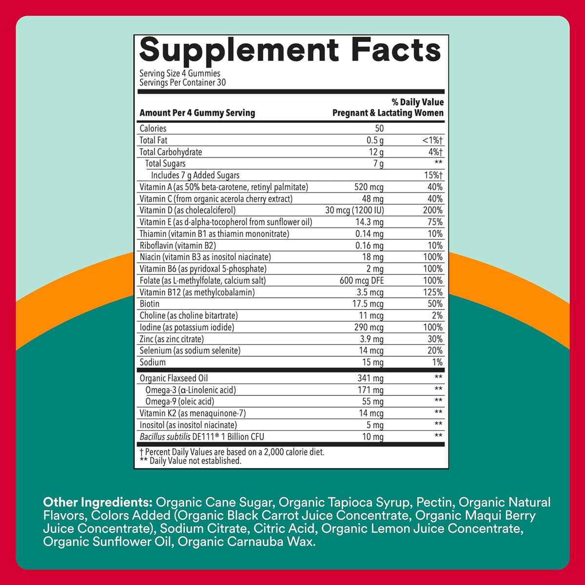 SmartyPants Vitaminas Prenatales Orgánicas – Colina: nutriente importante para el metabolismo de las grasas y el – Image 3