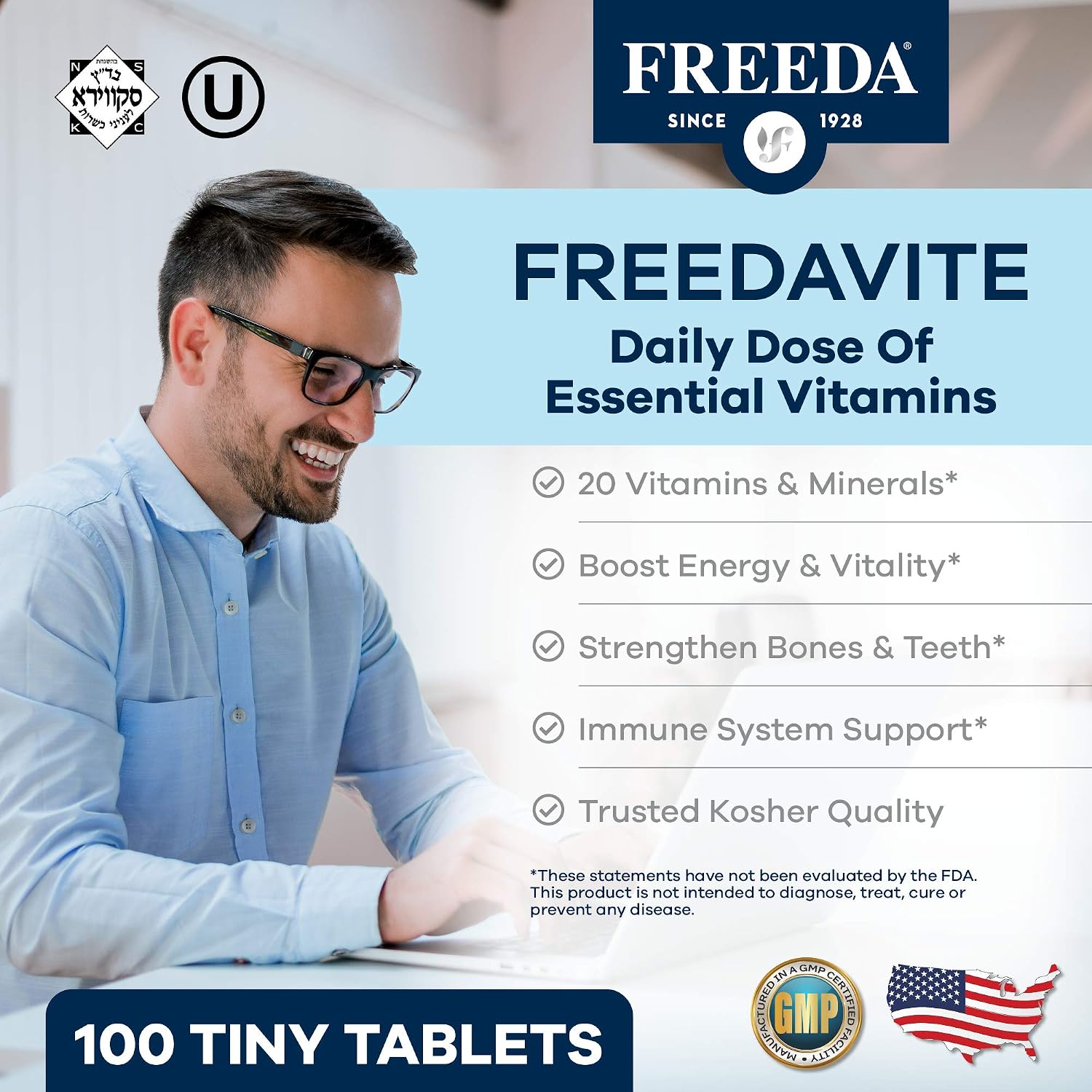 Freedavite - Multivitamínico Moderado para Hombres y Mujeres - 100 Comprimidos