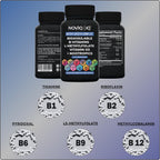 Complejo B Metilado 11-en-1: 680mcg L-Metilfolato (5-MTHF), Tiamina (B1), Riboflavina (B2), Piridoxal (B6), Metilcobalamina (B12) - Vitamina D3 + Nootrópicos - 1,100mg+ por ración - 60 Cápsulas
